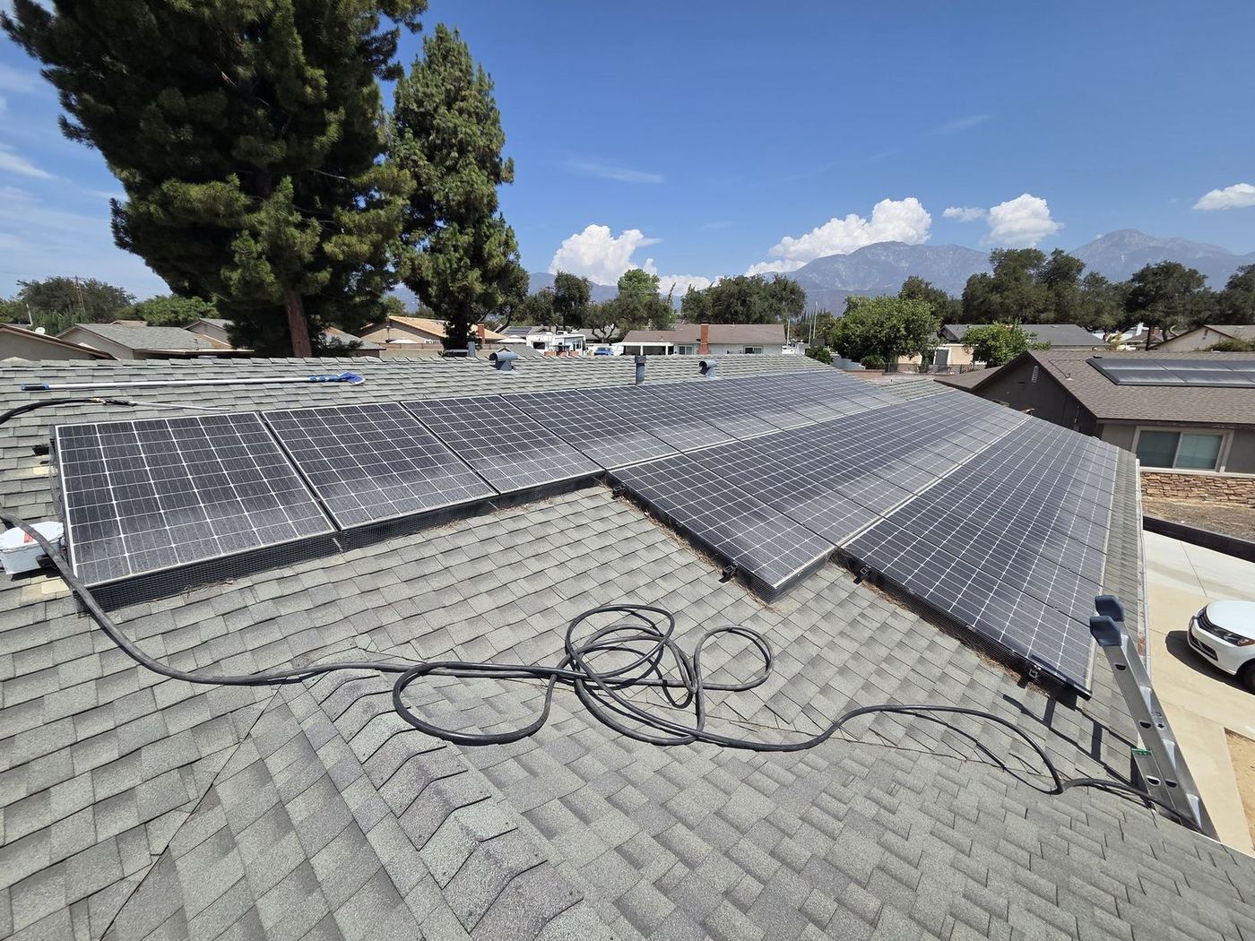 Dusty solar panels before cleaning