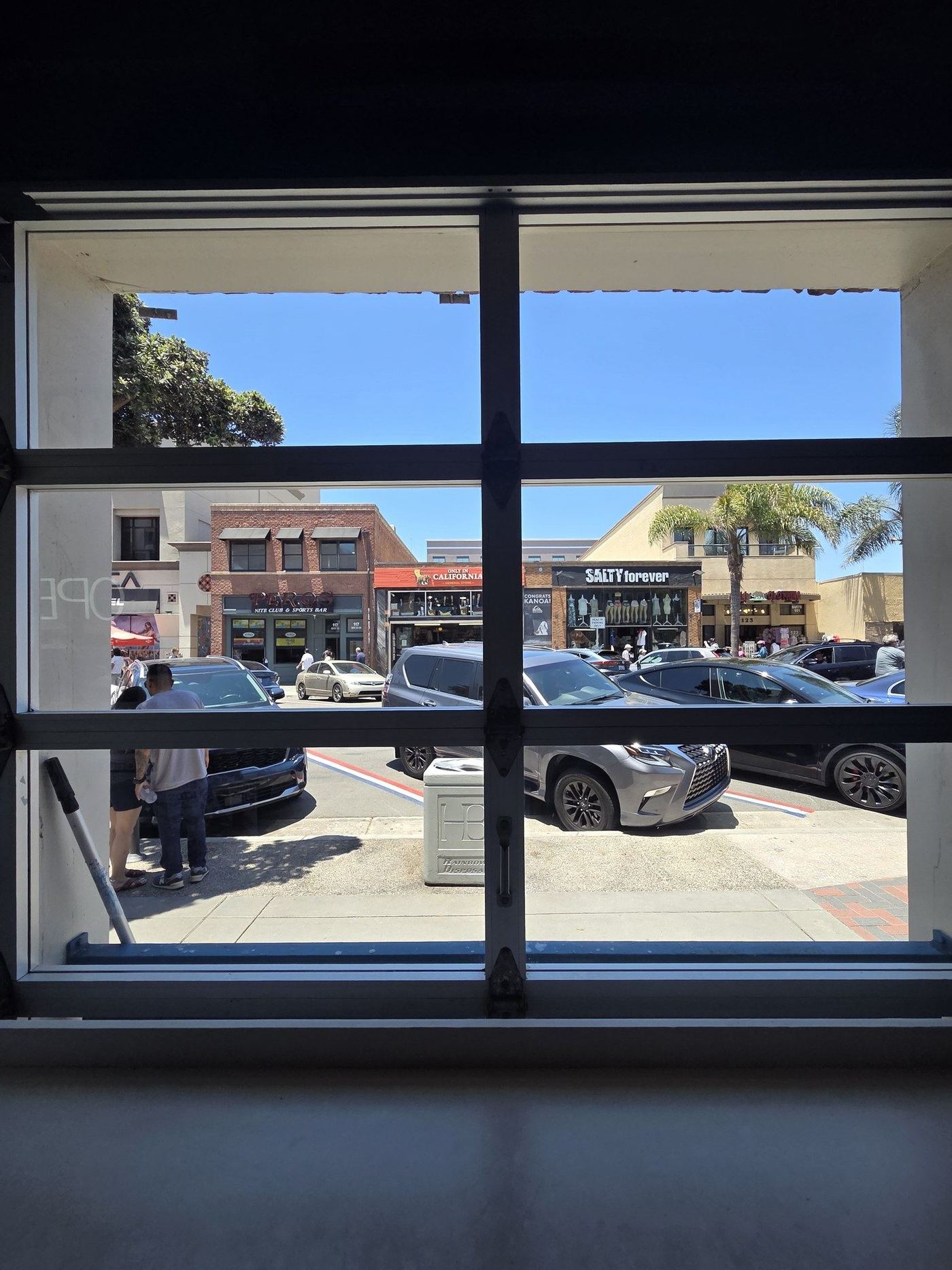 Clear storefront view through freshly cleaned commercial glass